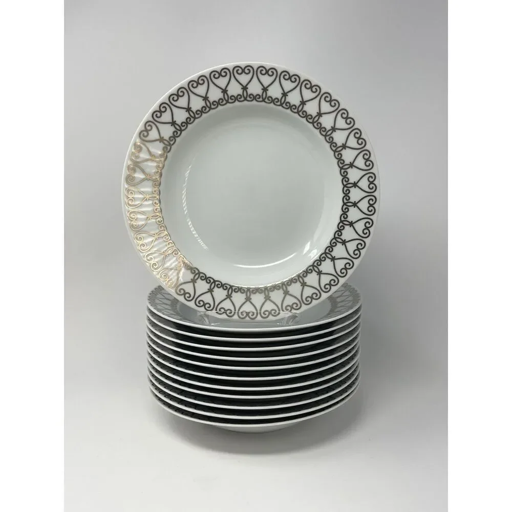 LS Collection Sevilla By Vicente Wolf Scrolls Rimmed Salad Soup Pasta Bowl 9.25”